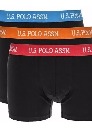 U.S. POLO ASSN. Набор трусов боксеры, профилированный гульфик, 3 шт., размер L, черный