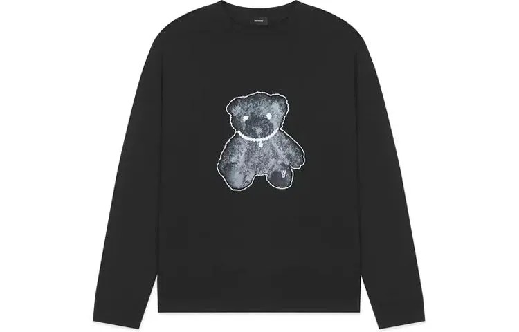 Толстовка We11done Oversized Teddy Bea с принтом, чёрный