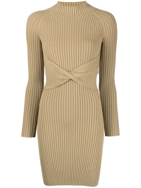 Dion Lee платье мини в рубчик, зеленый