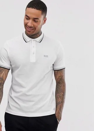 Белое поло с контрастным воротником BOSS Athleisure - Paddy-Белый