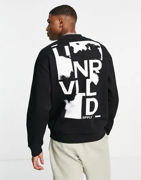 Oversized-свитшот черного цвета с графическим принтом ASOS Unrvlld Spply-Черный цвет