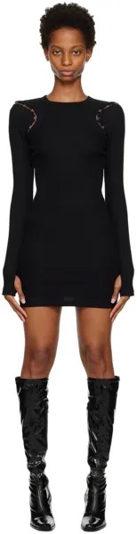 Черное мини-платье с крючками и ушками Dion Lee