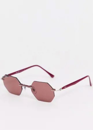 Розовые солнцезащитные очки шестиугольной формы без оправы Ray-Ban 0RB8061-Розовый