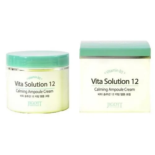 Jigott Vita Solution 12 Успокаивающий ампульный крем для лица, 100 мл