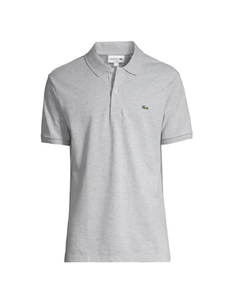 Рубашка поло облегающего кроя из пике Lacoste, серебряный