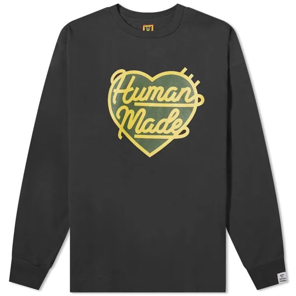 Футболка Human Made Long Sleeve Large Heart, черный