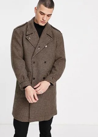 Клетчатое oversized-пальто Gianni Feraud-Коричневый цвет