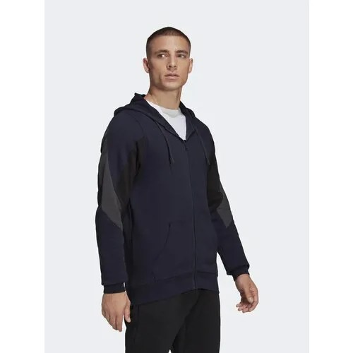 Толстовка adidas Studio Lounge Graphic, силуэт прямой, капюшон, размер S, синий