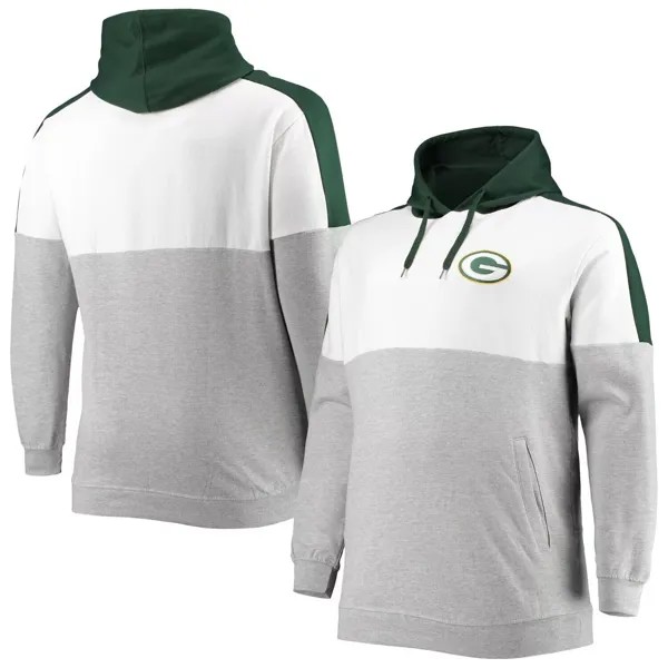 Мужской зеленый/серо-бежевый пуловер с капюшоном и логотипом Green Bay Packers Big & Tall Team