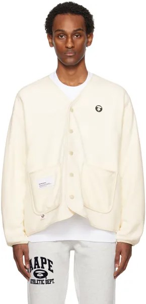 Кремового цвета Кардиган с Y-образным вырезом Aape By A Bathing Ape