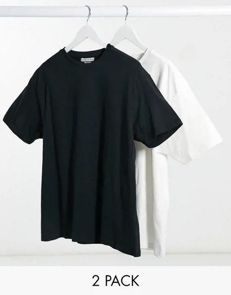 Набор из 2 свободных футболок в стиле oversized черного и белого цвета Another Influence-Мульти