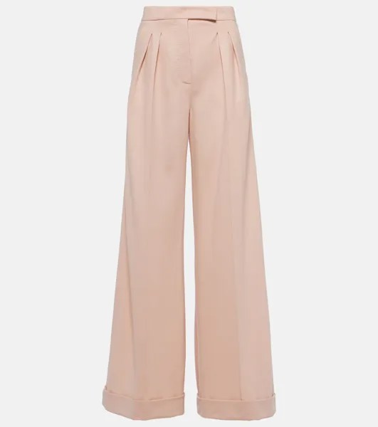 Широкие брюки из шерстяного джерси faraday Max Mara, розовый