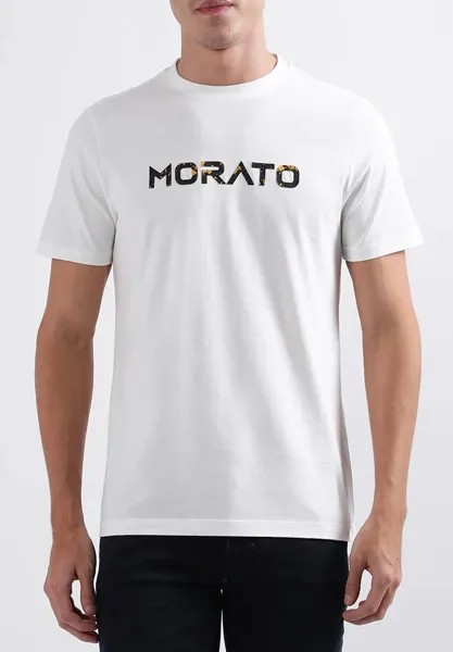 Футболка с принтом Regular Fit T-Shirt With Rubberised Logo Print Antony Morato, белый
