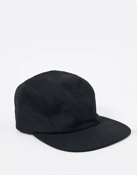 Черная 5-панельная кепка ASOS DESIGN-Черный цвет