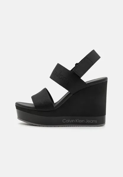 Сандалии на платформе WEDGE Calvin Klein Jeans, цвет black