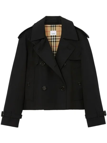 Burberry укороченный двубортный тренч, черный
