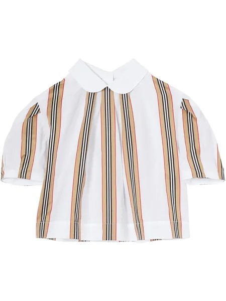 Burberry Kids блузка в полоску Icon Stripe с короткими рукавами
