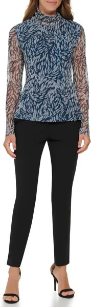 Водолазка с длинными рукавами и присборенными деталями DKNY, цвет Brushstroke Leaf/Cashmere Multi