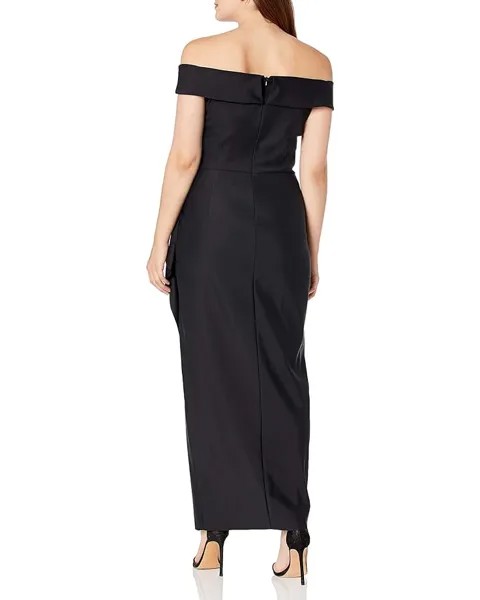 Платье Alex Evenings Slimming Long Side Ruched Dress with Cascade Ruffle Skirt, черный