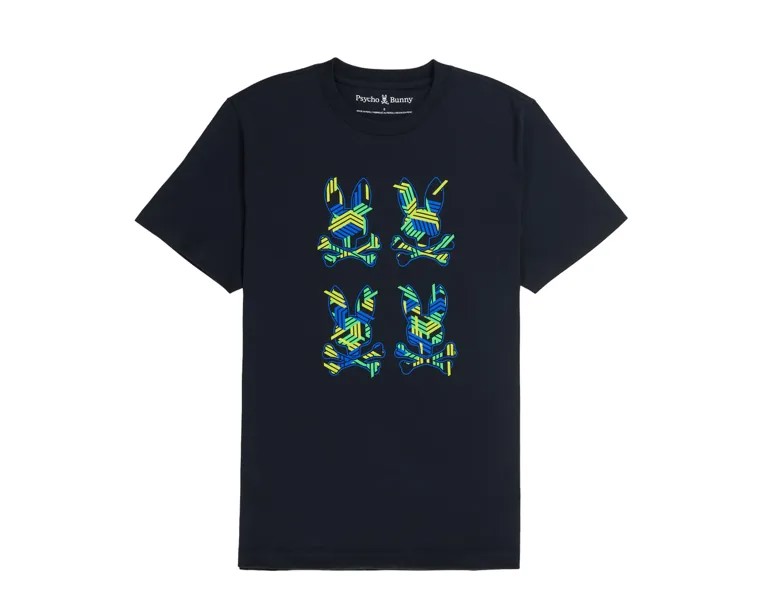 Темно-синяя мужская футболка Psycho Bunny Plaza с круглым вырезом и рисунком B6U613X1PC-NVY, синий