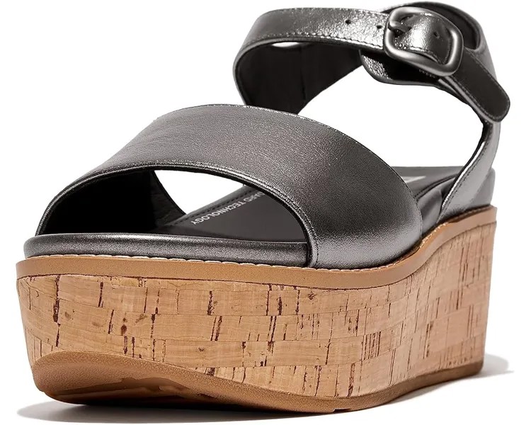 Туфли FitFlop Eloise Cork-Wrap Leather Back-Strap Wedge Sandals, цвет Classic Pewter Mix