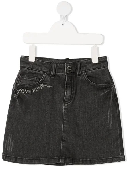 Zadig & Voltaire Kids джинсовая юбка Ann с вышивкой
