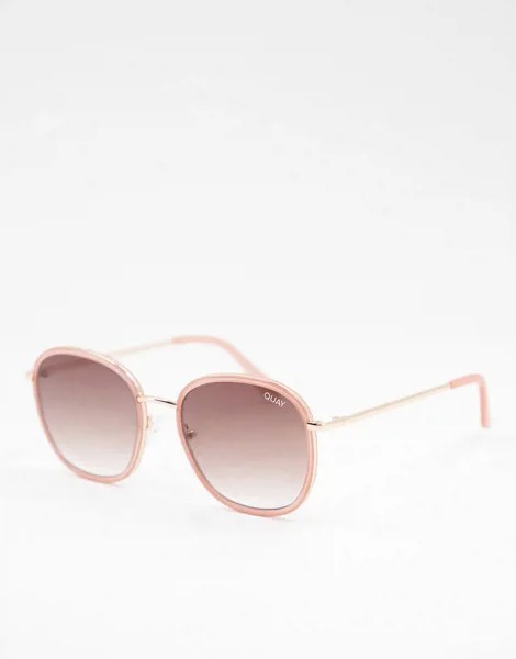 Женские коричневые солнцезащитные очки в круглой оправе Quay Jezabell Inlay-Розовый цвет