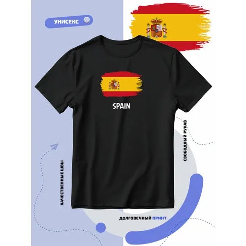 Футболка SMAIL-P с флагом Испании-Spain, размер XS, черный