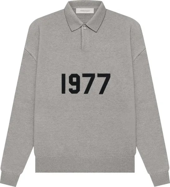 Лонгслив Fear of God Essentials Knit Long-Sleeve Polo 'Dark Oatmeal', серый