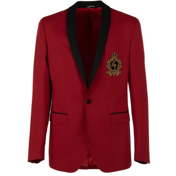 DOLCE - GABBANA Шерстяной пиджак с логотипом Crown NAPOLI Красный Черный 48 США 38 M 12285