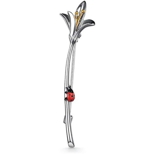 Брошь Dewi, серебро, 925 проба, эмаль, , серебристый