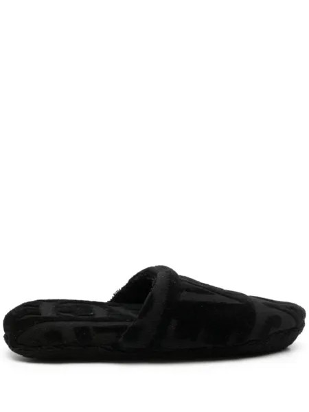 Versace махровые слиперы с логотипом, черный