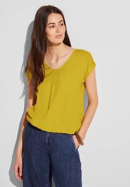 STREET ONE блузка с короткими рукавами и эластичным поясом, цвет Pineapple Yellow