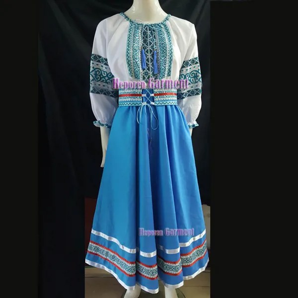 Индивидуальные Королевский синий украинские танцевальные костюмы, танцевальное платье с широким подолом, Женская юбка