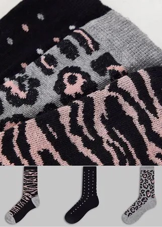 Подарочный набор из 3 пар носков черного, серого цвета и со звериным принтом Dune-Разноцветный
