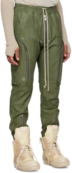 Кожаные брюки карго цвета хаки в стиле Баухаус Rick Owens
