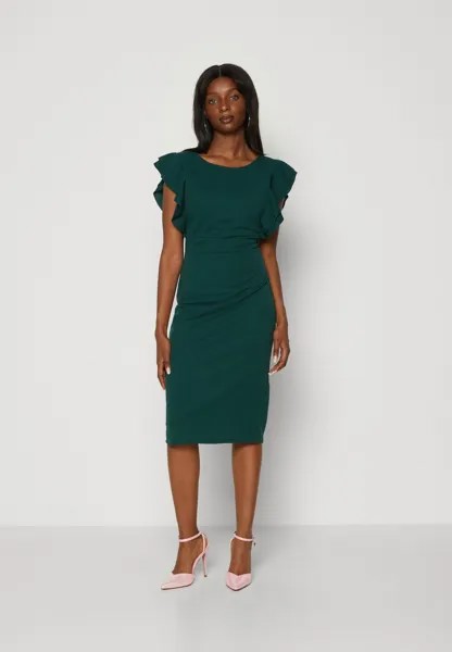 Платье из джерси DIANA RUFFLE SLEEVE MIDI DRESS Wal G, цвет forest green