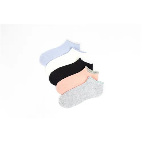 Носки S-Family, 5 пар, размер 36-40, белый, серый, голубой, черный, розовый