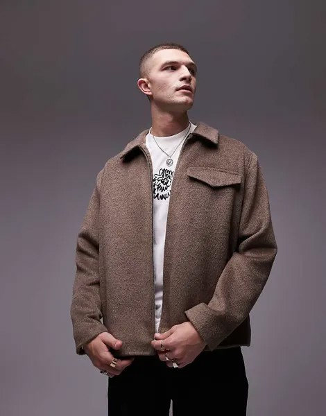 Куртка-рубашка Topman светло-бежевого цвета из шерсти