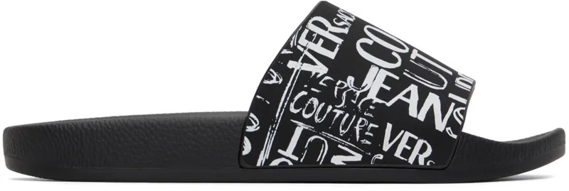 Черные шлепанцы с логотипом Doodle Versace Jeans Couture