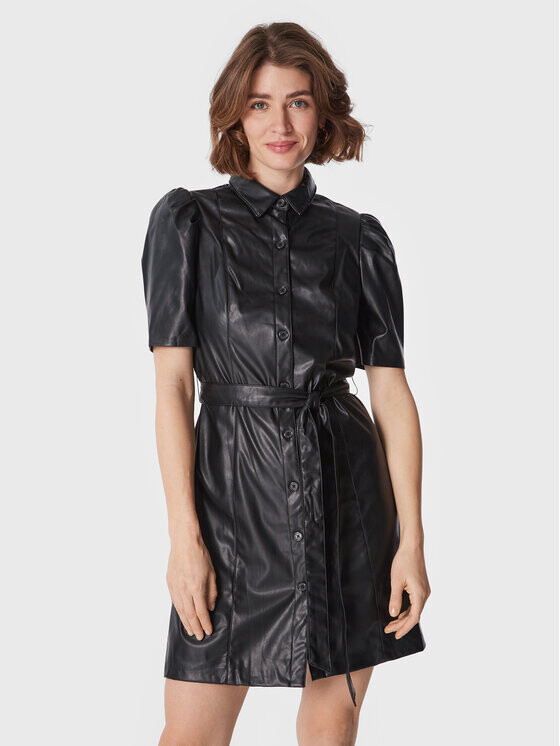 Платье из искусственной кожи, стандартного кроя Dkny, черный