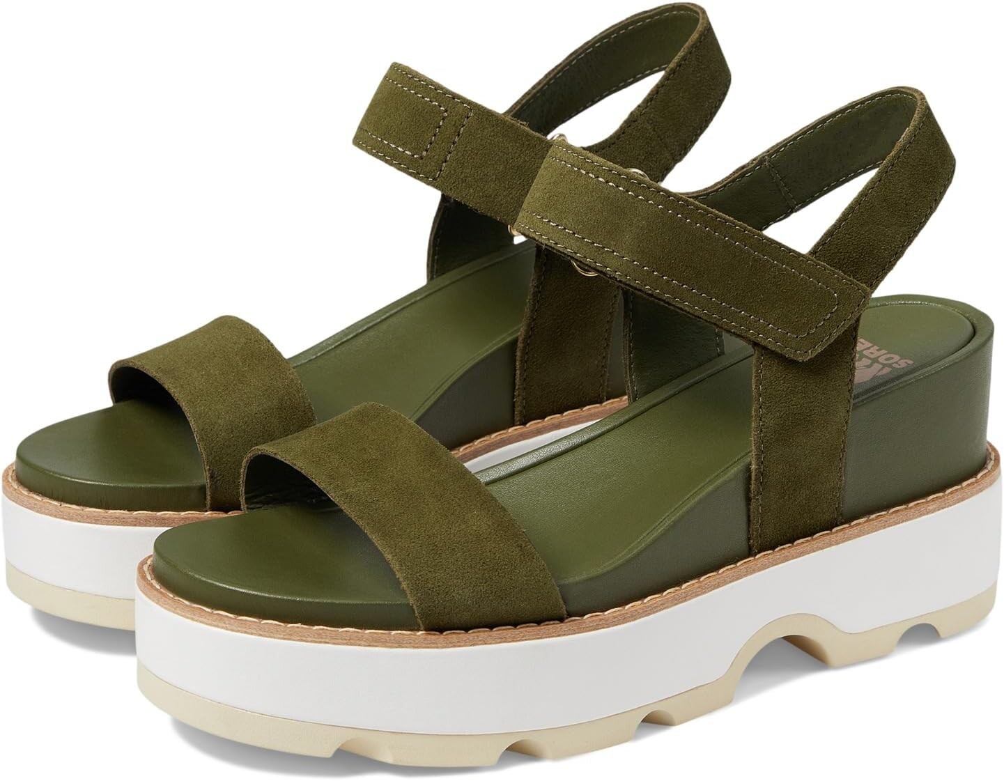 Сандалии SOREL Joanie IV Y Strap Wedge, цвет Utility Green/Honey White