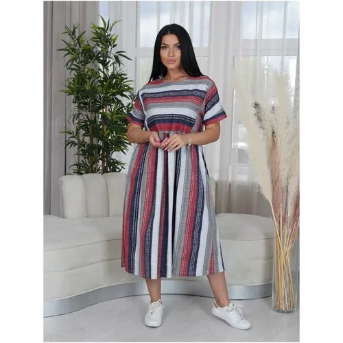 Сарафан LOVETEX.STORE, хлопок, повседневный, свободный силуэт, макси, карманы, размер 58, хаки, зеленый