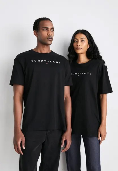 Футболка с принтом ФУТБОЛКА LINEAR LOGO TEE UNISEX Tommy Jeans, черная