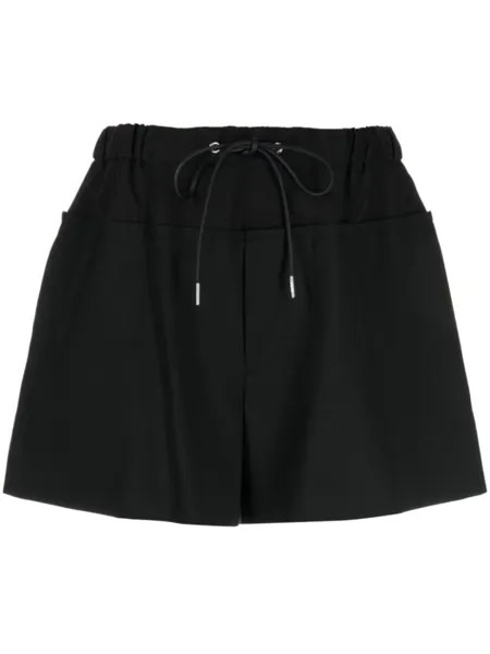 Sacai расклешенные шорты со вставками, черный