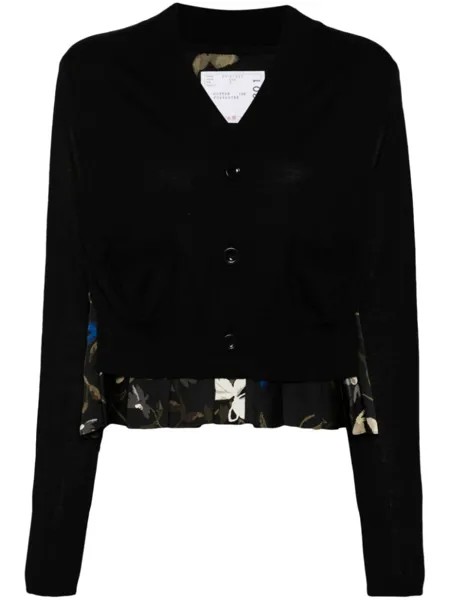Кардиган со вставками с цветочным принтом sacai, черный