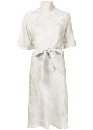 Shanghai Tang жаккардовое платье с цветочным узором и поясом
