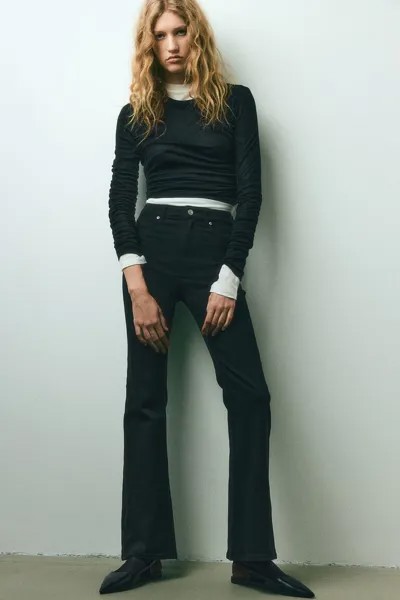 Расклешенные брюки из твила H&M, черный