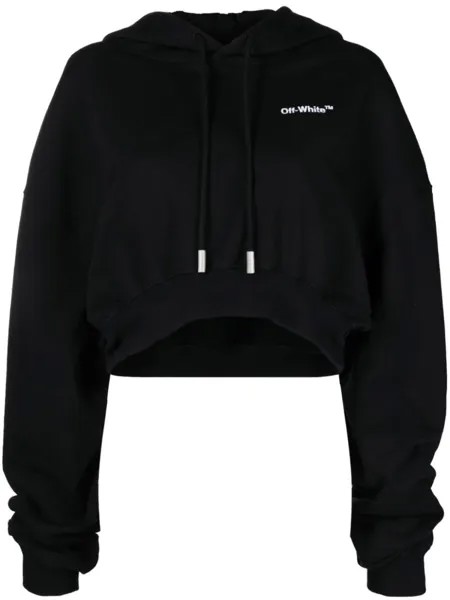 Off-White укороченное худи с кулиской, черный