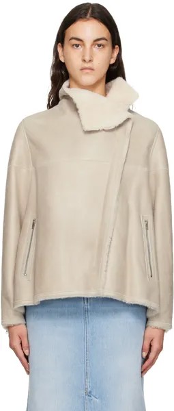 Серо-коричневая кожаная куртка Abeliki Isabel Marant